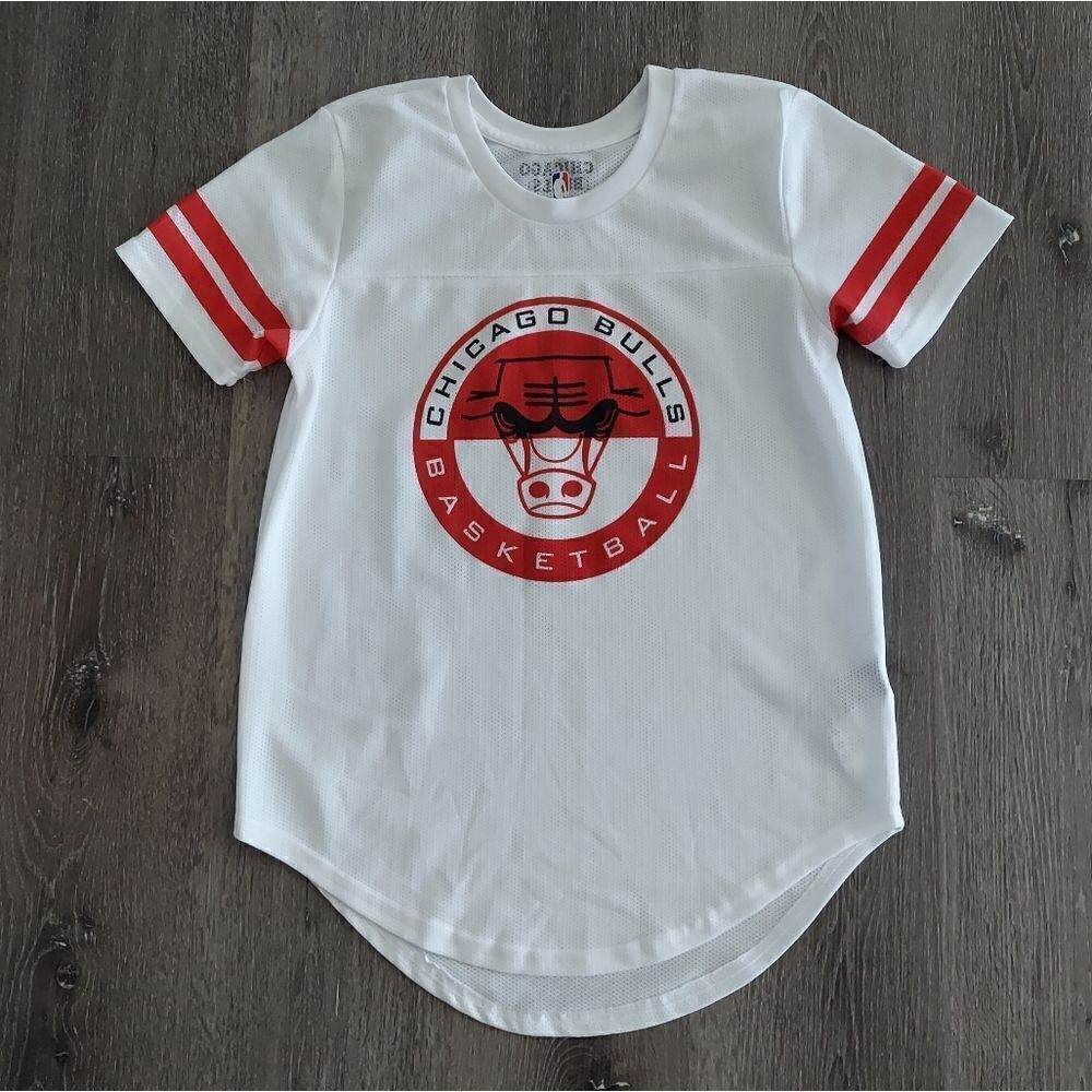 NBA Chicago Bulls Basketball Mesh Shirt Top White Size Large